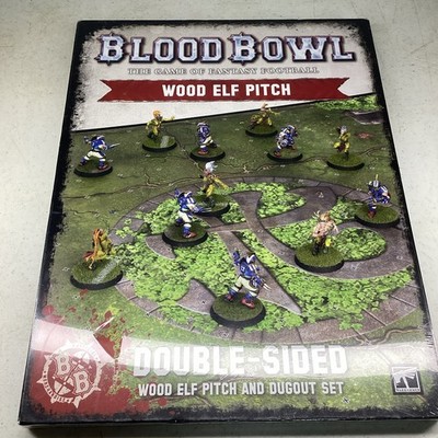 BLOODBOWL WOOD ELF PITCH AND DUGOUT SET DOUBLE SIDED nib AC4202616
