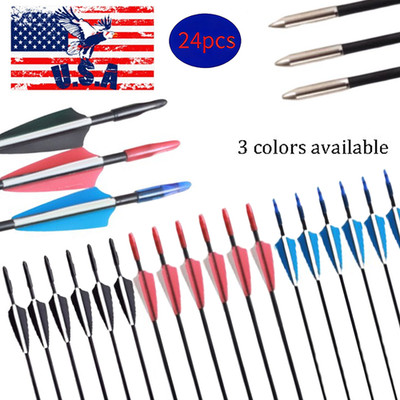 24x Archery Fiberglass Arrows 31''Outdoor Target Practice Hunting Shooting Arrows