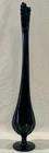 20 1/4” -Vintage MCM Mid Century Fenton Thumbprint Footed Ebony Black Swung Vase