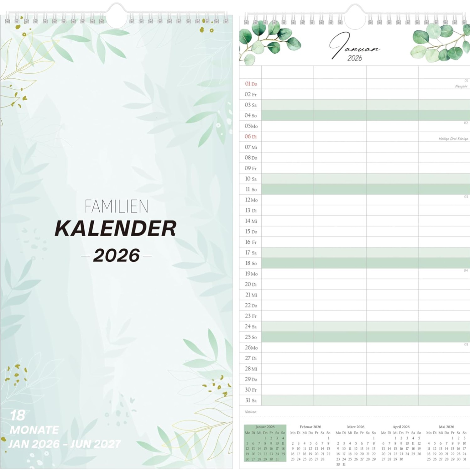 Familienplaner 2026 – 4-Spalten Wandkalender für Familien & Teams