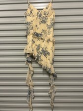 NWT Pretty Little Thing Chiffon Yellow Floral Print Ruffles Mini Fairy Dress 8