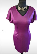 NWT Purple dress by Fearne Cotton size8 open back+ bows short sleeve satin feel