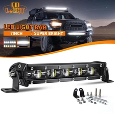 7inch Slim LED Work Light Bar Single Row Spot Flood Offroad Driving ATV 4WD SUV