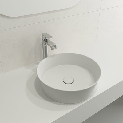 Sottile Round Vessel Fireclay 15 in. in Matte White