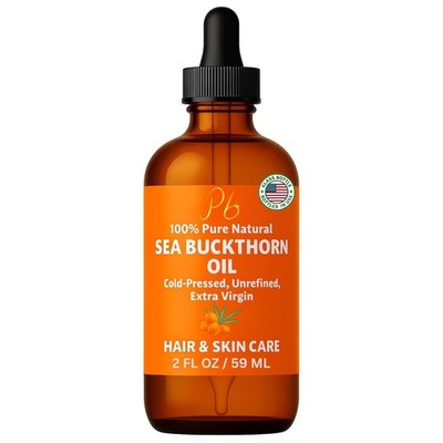 Sea Buckthorn Oil 2 fl oz | 100% Pure Cold-Pressed | Amber Glass Bottle