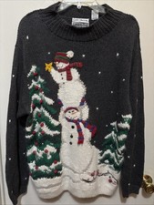 Christmas Sweater Croft And Barrow Vintage Snowman Size Medium
