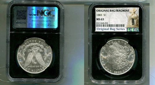 1883 P MORGAN SILVER DOLLAR NGC MS63 BAG FRAGMENT 7888T