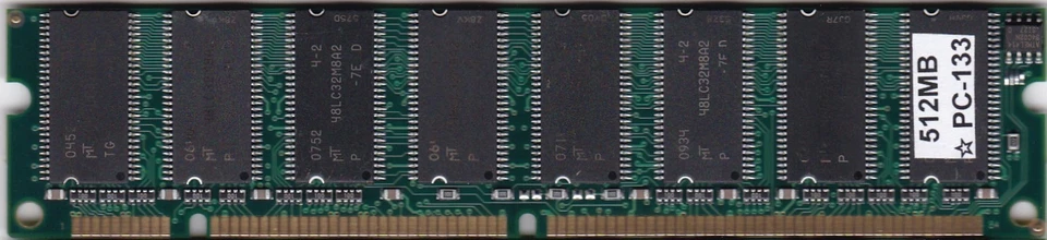512MB 1x512MB PC133 Micron Chips SDR Memory Stick 64Mx64 PC-133 SDRAM DUAL RANK - Image 2 of 2