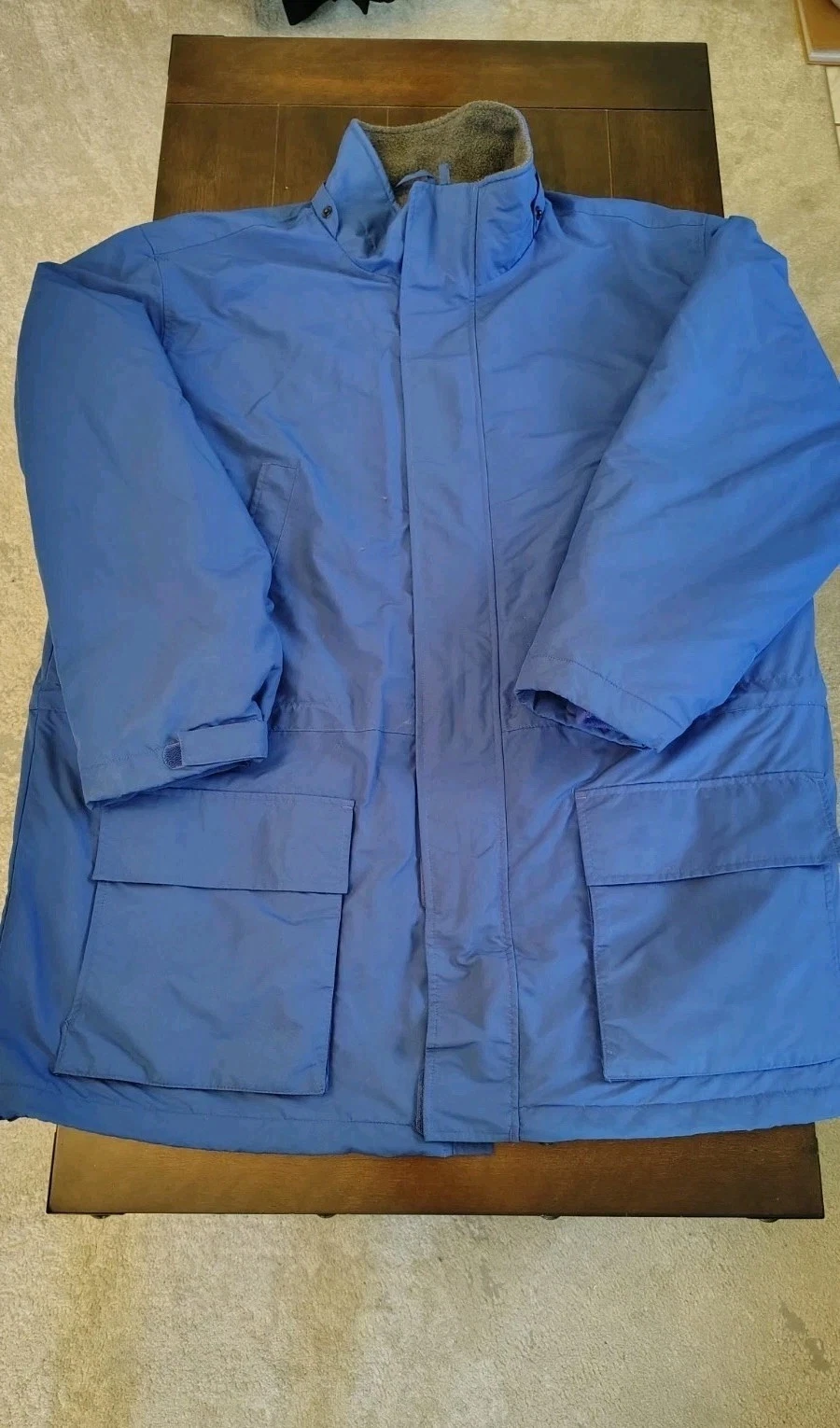 Vintage 90's Land's End Polartec Fleece Lined Warm Blue Jacket size XXL