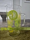 Vtg Pyrex 1Qt Glass Pitcher Lemon Lime Kitchen Bar Retro USA