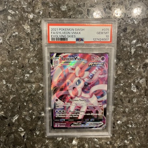 2021 Pokemon Swsh Fa/ Sylveon VMax Evolving Skies PSA 10 075/203 Rapid Strike!!!