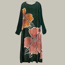 NWT Farm Rio Honolulu Flowers Long Sleeve Maxi Dress Womens L Relaxed Artsy