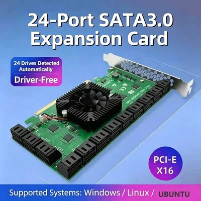 PCI-E to 8/10/12/16/24-Port Sata3.0 Extended Card SSD Transfer Extended Card New