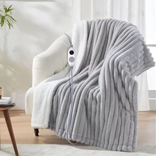 Electric Blanket Heated Throw Super Cozy Luxury Faux Fur with 6 Heating Levels