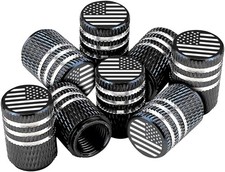 Anti-theft Metal Tire Valve Stem Caps 8 Pcs With Rubber Seal Un Clor Black
