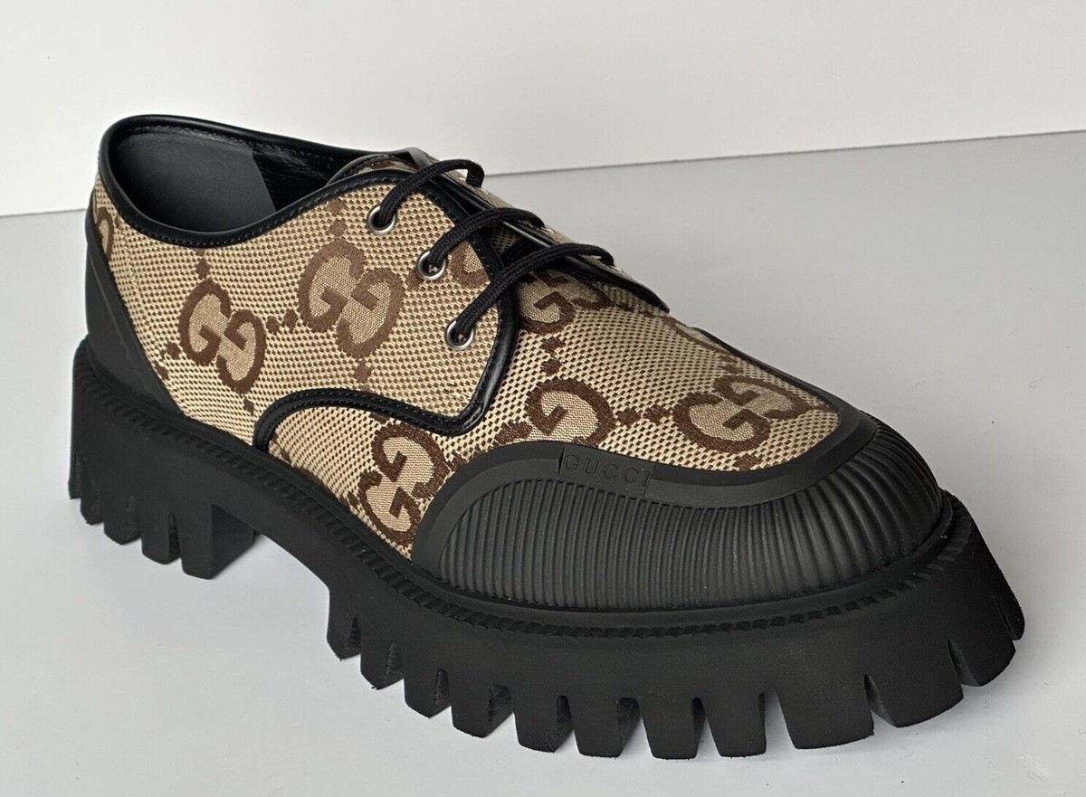 GUCCI【国内発】■マキシGG レースアップシューズ 699552 Gucci Men's GG Logo Light-weight Shoes Black/Camel 11 US