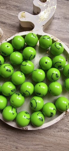 Green Grinch 19mm Beads With Vertical Hole Christmas Crafts 10pcs - Picture 4 of 5