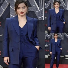 3Pcs Navy Women's Suit Ladies Office Work Wear Wedding Prom Tuxedo Plus Size Set