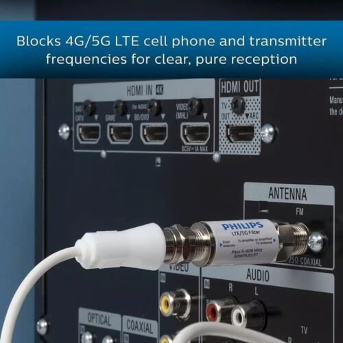 Philips LTE Filter for TV Antenna, Filters 4G 5G LTE Signal to Reduce Interferen - Picture 5 of 9
