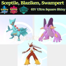 6IV Ultra Square Shiny Sceptile, Blaziken, Swampert Pokemon Sword / Shield