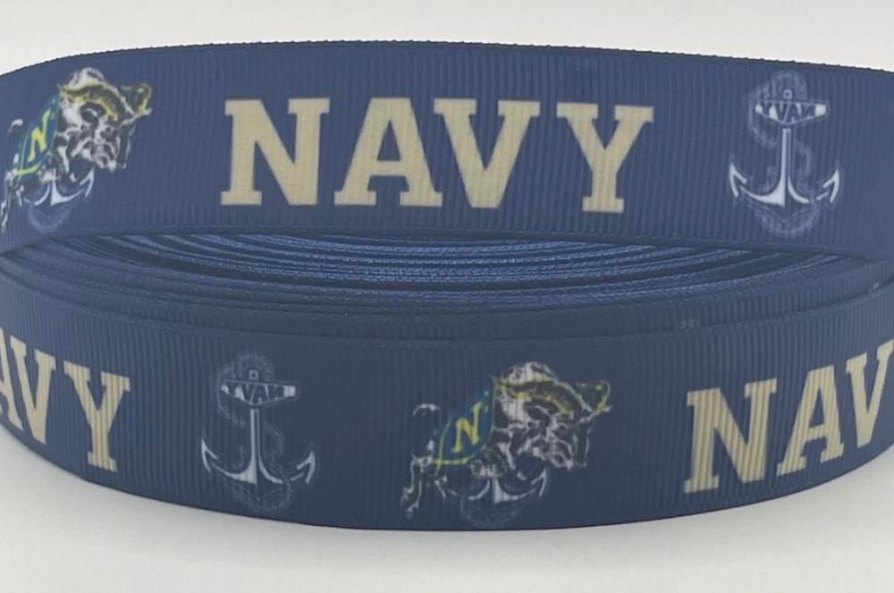 Navy Ribbon - 7/8" Grosgrain Ribbon - College Ribbon - US Navy Ribbon
