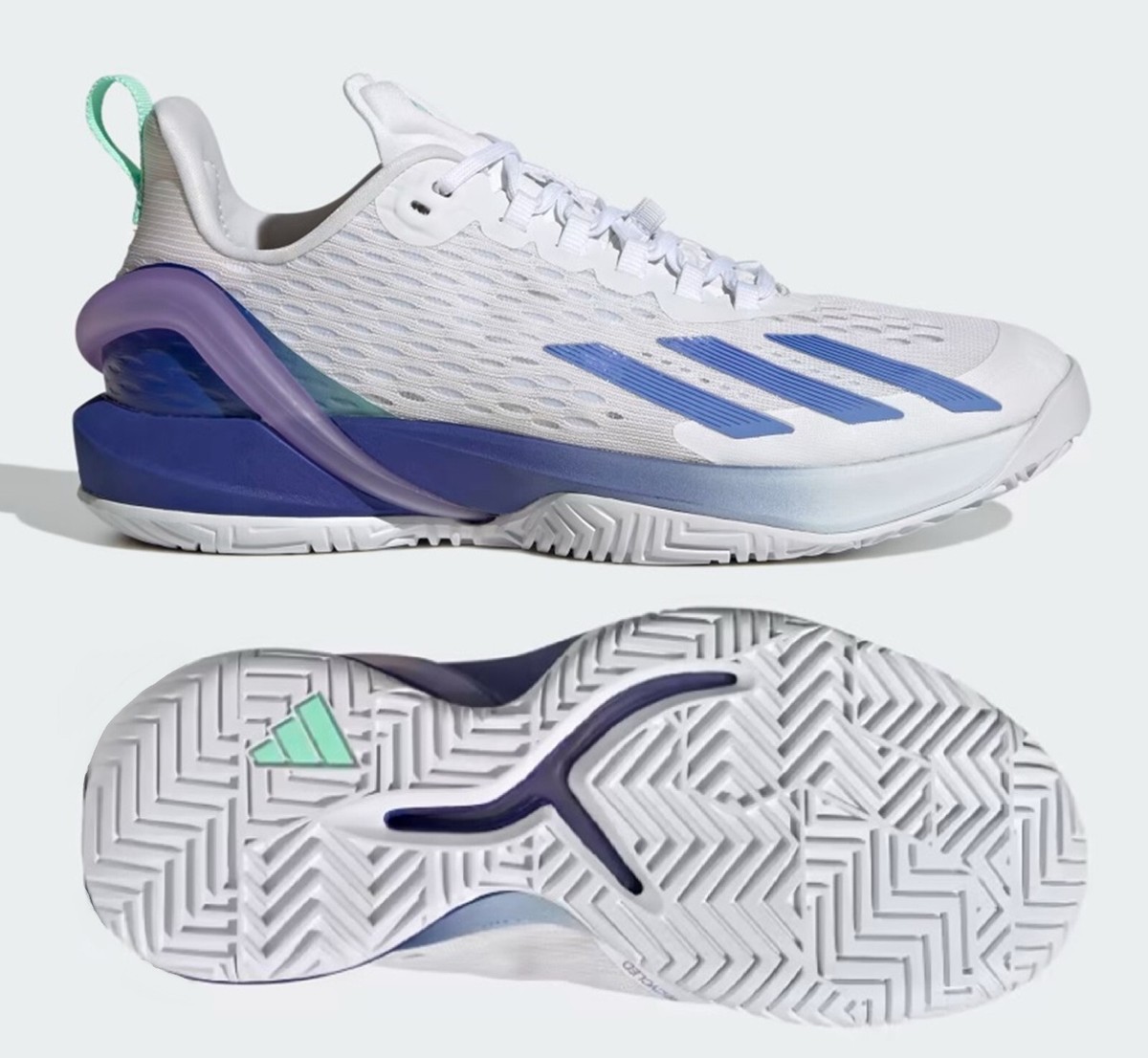 NEW Adidas Adizero Cybersonic Women Tennis Shoes, White/Blue/Mint
