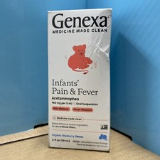 Genexa Infants' Pain & Fever Acetaminophen, 2 Fl Oz Organic Blueberry, EXP 06/26