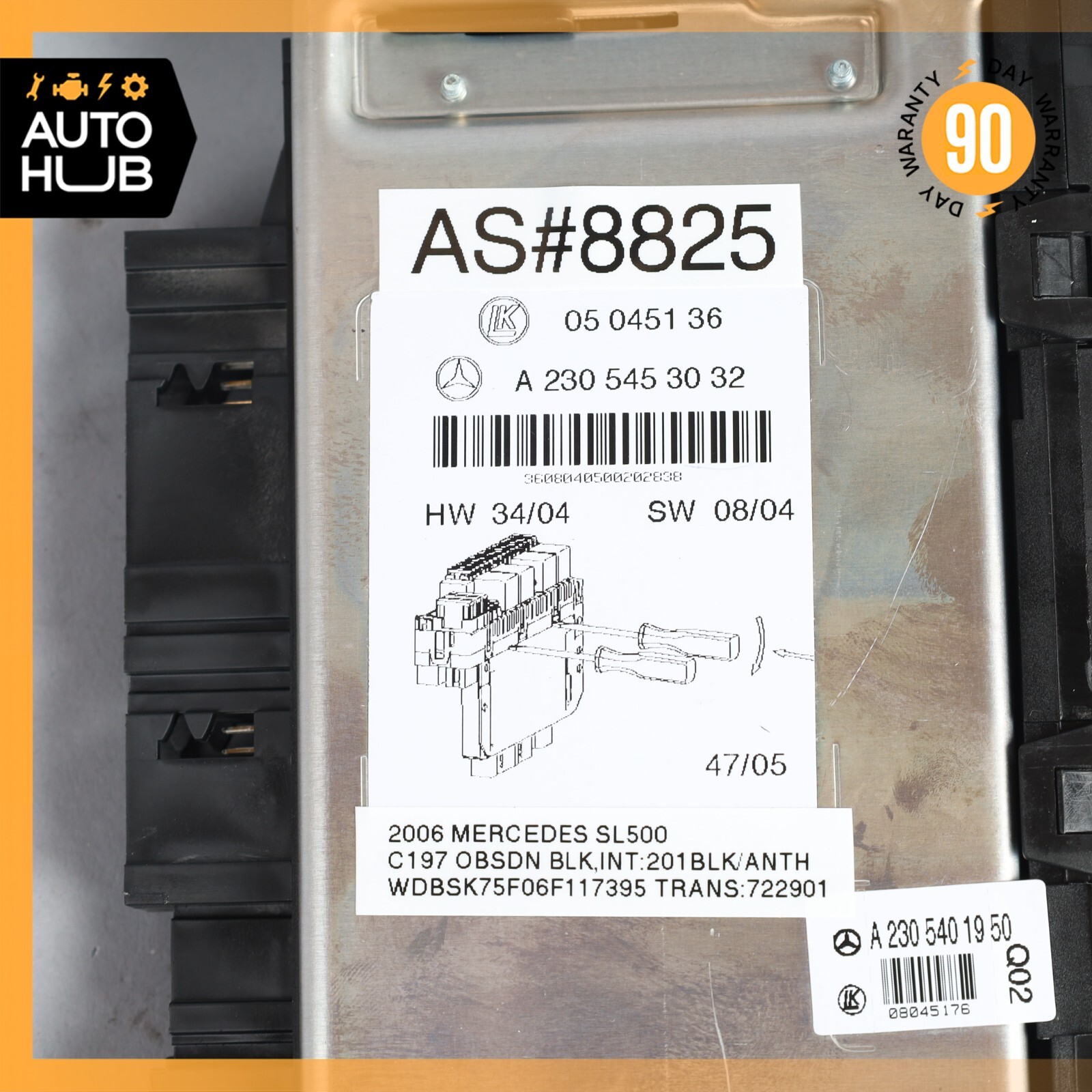 03-12 Mercedes R230 SL500 SL55 AMG Rear SAM Fuse Box Relay Module OEM