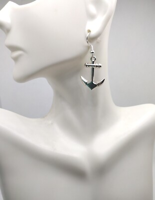 Sterling Silver 925 Nautical Anchor Dangle Drop Earrings Jewelry Sailing Boat