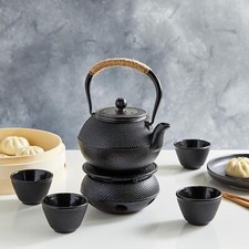 Cast Iron Teapot Set of 6 - Tea Set with Ther...