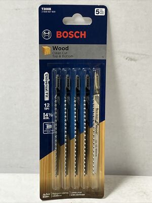 Bosch T308B 4-1/2'' x 12 TPI for Wood T-Shank Jigsaw Blades