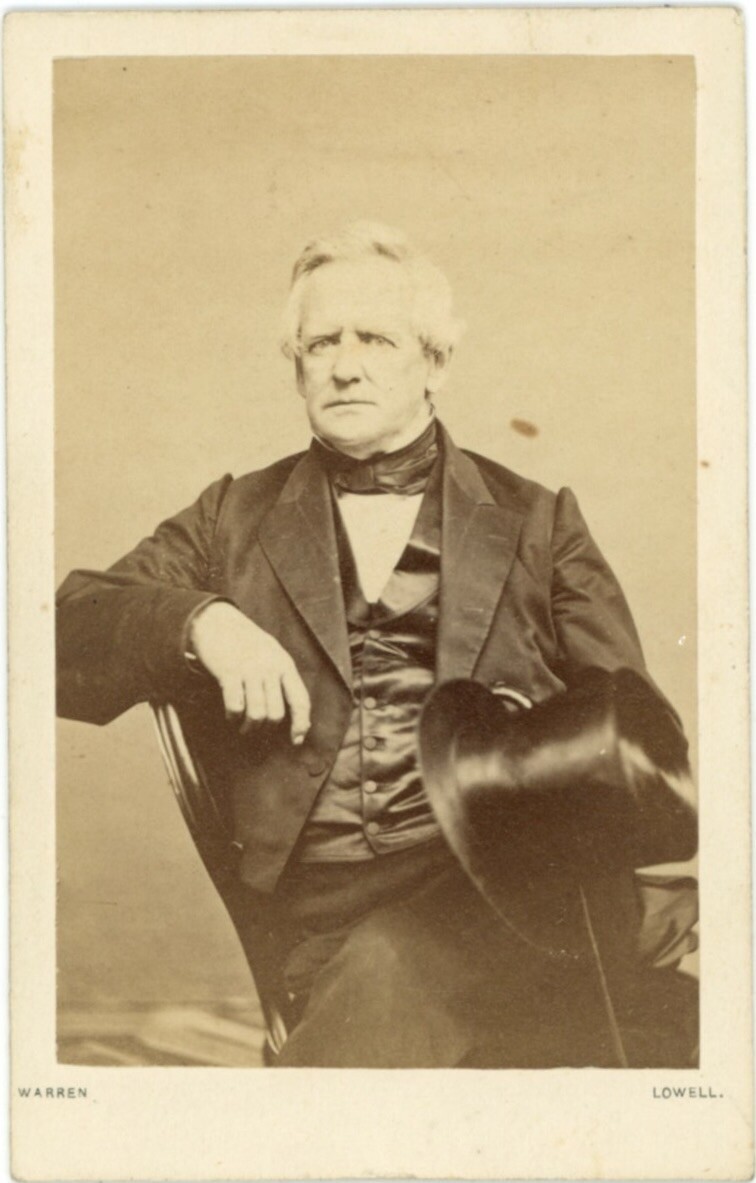 Vintage CDV Portrait of Stern Top Hat Gentleman by Warren Lowell 19th Century