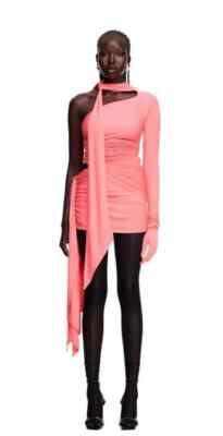 NEW Mugler x H&M Knot-detail One-shoulder Pink Dress Size S M L