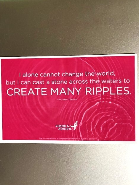 Bumper Sticker Decal 3.5"x 5.5" Create Many Ripples Mother Teresa / Susan Komen