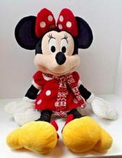 Disney Minnie Mouse Peluche 25" Rojo Blanco Silenciador Bufanda Vestido Lazo Blanco Pantalones