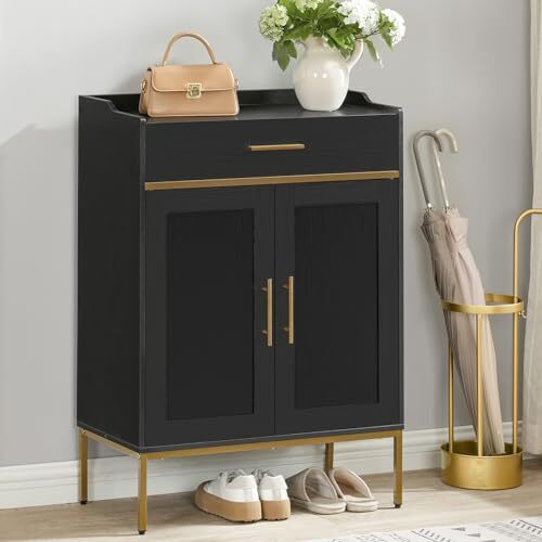 Shoe Storage Cabinet, Narrow Shoe Cabinet, Shoe Cabinet Storage Black Gold