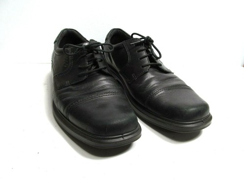 ECCO Mens Black Leather Cap Toe Lace Up 