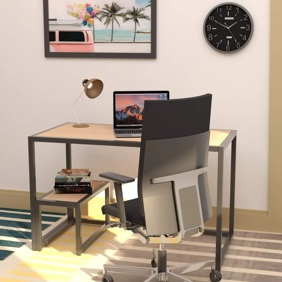 Mesa LEVIRA Adda 120x60 cm | Escritorio haya y negro, moderno, estructura met... - Imagen 4 de 4