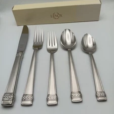 Lenox Hancock Frosted 5pc Place Set 18/10 Stainless Millenium F1atware Korea NIB