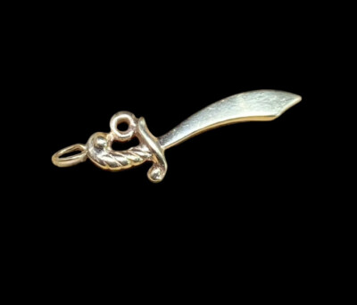 Vintage 14k Gelbgold Cutlass Schwert Anhänger Pirat geätzt signiert