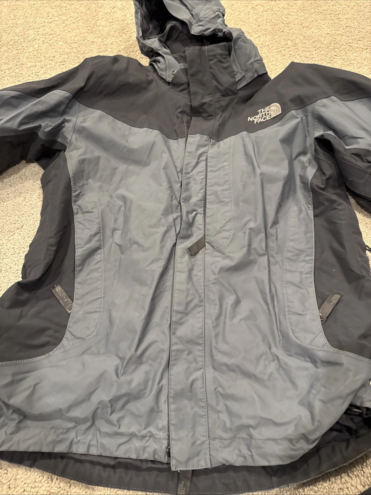 North Face HyVent Mens Rain Ski Snow Full-Zip Jacket Hooded Mesh Lined Blue S