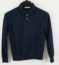 Collars & Co Australian Merino Wool Polo Sweater Women's XL Navy Blue Knit