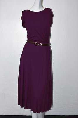 $1695 New GUCCI RUNWAY Jersey Fluid Midi Dress  Brown horsebit BELT Purple S  .