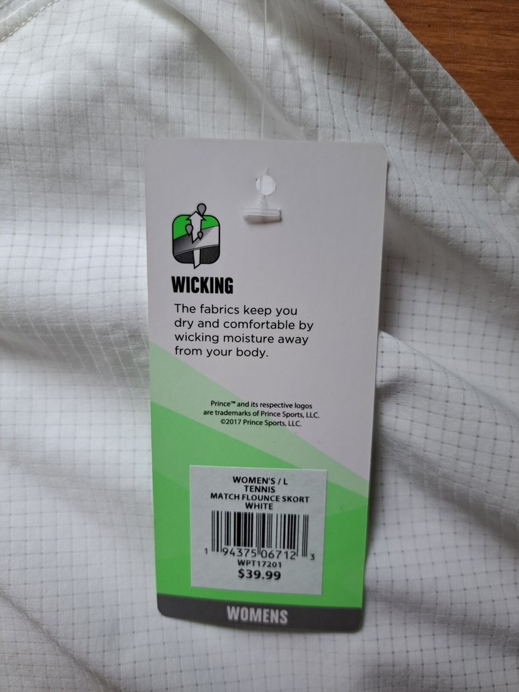 PRINCE Womens White Flounce Tennis Skort Size L $39.99