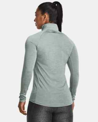 UNDER ARMOUR WOMEN'S TECH 1/2 ZIP TWIST SHIRT GREEN /BLACK SZ S