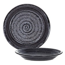 Aperitivo Japonés Aperitivo Postre Plato de Cena Cerámica 6"D Negro Remolino HECHO EN JAPÓN