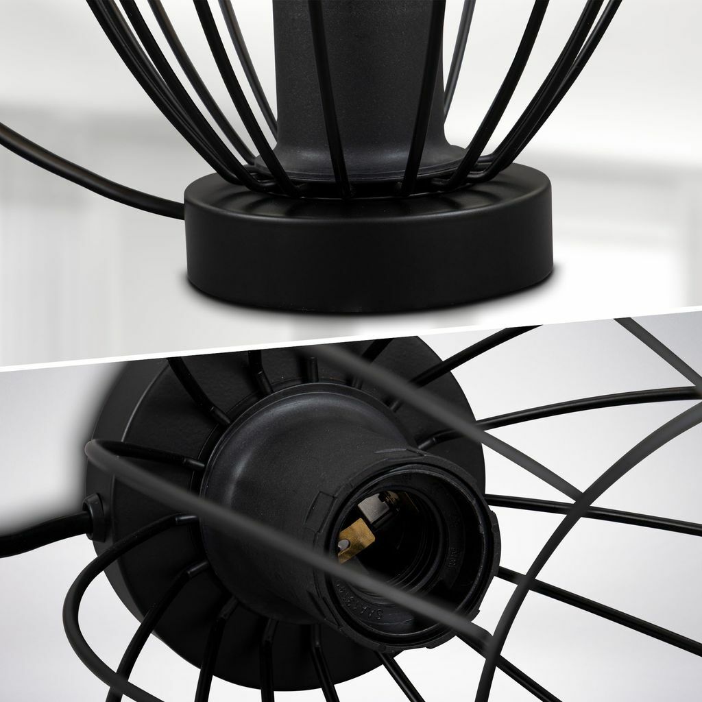 Lampe de chevet métallique noir de style industriel vintage avec douille E27 - 3