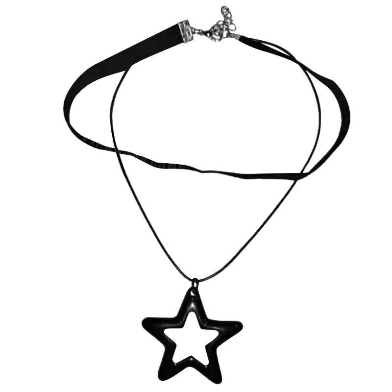 Sweet Cool Star Pendant Necklace Double Layer Clavicle Chain for