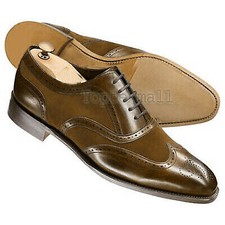 Handmade Men's Leather Oxfords Brown Dress Made To Order Wing Tip Shoes-259