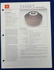 Original JBL Spec - Specification Sheet / 2446H 2446J Compression Driver